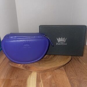 I Cartai Made In Italy Purple Blueberry leather jewelry case organizer Travel